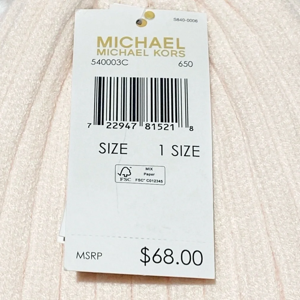 Michael Kors Pink Knit Beanie with Pom Pom